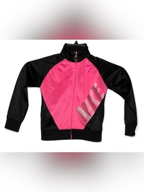 Nike Track Jacket Girls Size 5 Black Pink Athletic